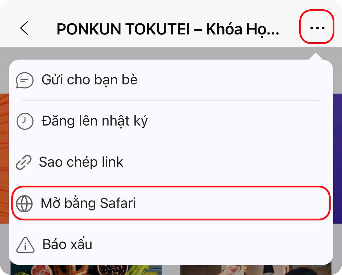 Hướng dẫn mở trên trình duyệt Safari